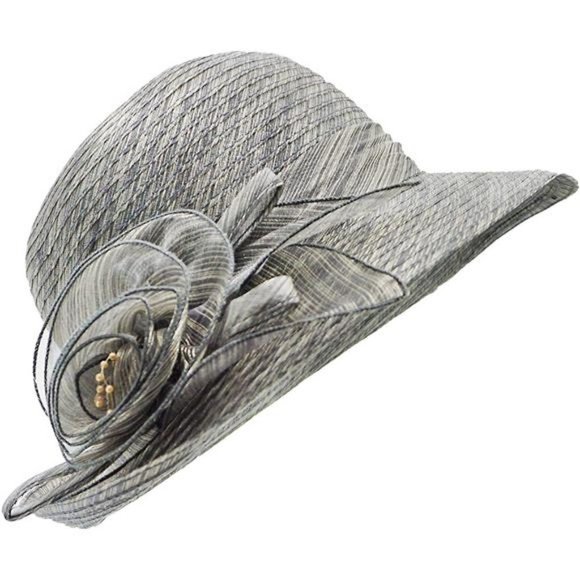 Accessories - Women Organza Derby Church Wedding Hat Dark Gray